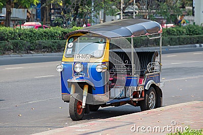 Auto rickshaw or tuk-tuk on the street of Bangkok. Thailand Editorial Stock Photo