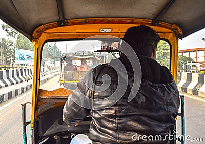 Auto Rikshaw three wheeler tuktuk Cockpit India Editorial Stock Photo