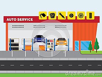 Auto service center Vector Illustration