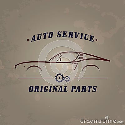 Auto service classic car logo. Vector Illustration