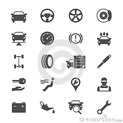 Auto service flat icons Vector Illustration