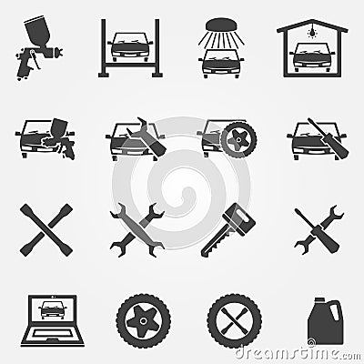 Auto service and repair icon set Vector Illustration
