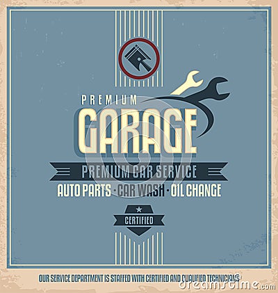 Auto service vintage poster design Vector Illustration