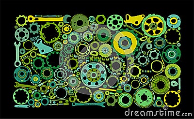 Auto spare parts and gears, background for your design Vector Illustration