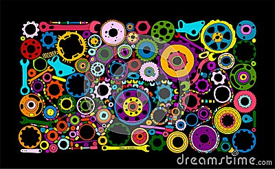 Auto spare parts and gears, background for your design Vector Illustration