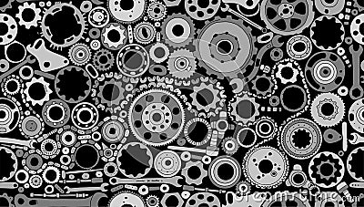 Auto spare parts and gears, seamless pattern for your design Vector Illustration