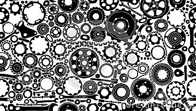 Auto spare parts and gears, seamless pattern for your design Vector Illustration