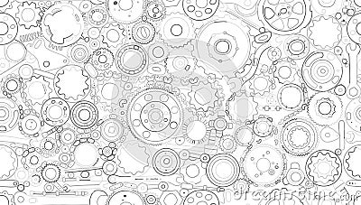 Auto spare parts and gears, seamless pattern for your design Vector Illustration