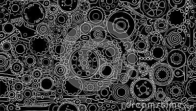 Auto spare parts and gears, seamless pattern for your design Vector Illustration