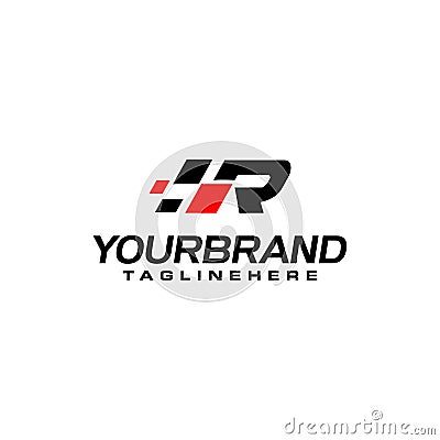 Auto speed letter R with race element logo template vector Vector Illustration