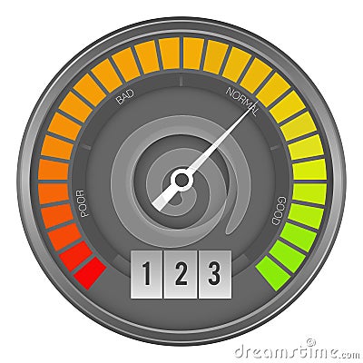 Auto speedometer. Color score meter. Circle gauge Vector Illustration