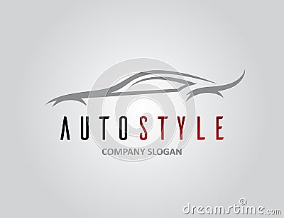 Auto style car logo design with concept sports vehicle silhouette Vector Illustration