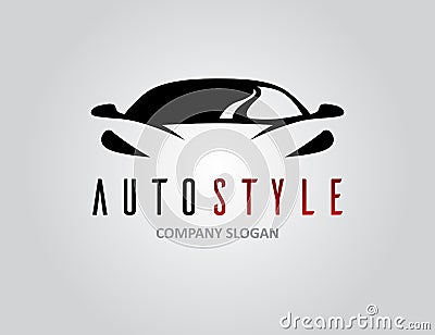 Auto style car logo design with concept sports vehicle silhouette Vector Illustration