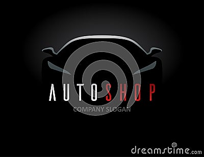 Auto style car logo design with concept sports vehicle silhouette Vector Illustration