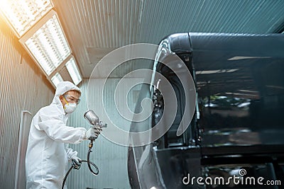 Auto tech airbrush painting color car Stock Photo