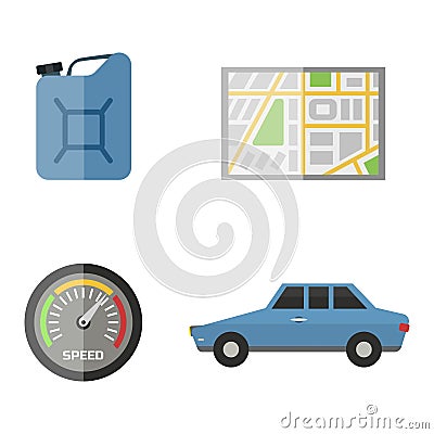 Auto transport motorist icon symbol vehicle equipment service car driver tools vector illustration. Vector Illustration