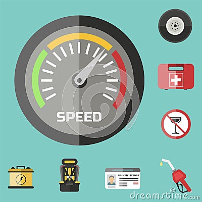 Auto transport motorist icon symbol vehicle equipment service car driver tools vector illustration. Vector Illustration