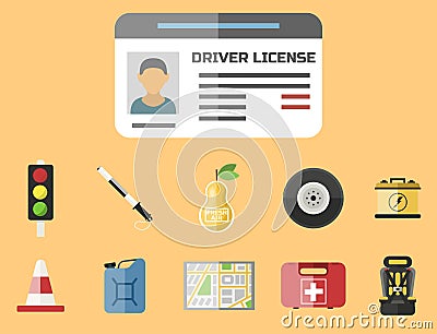 Auto transport motorist icon symbol vehicle equipment service car driver tools vector illustration. Vector Illustration