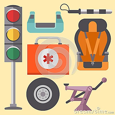 Auto transport motorist icon symbol vehicle equipment service car driver tools vector illustration. Vector Illustration