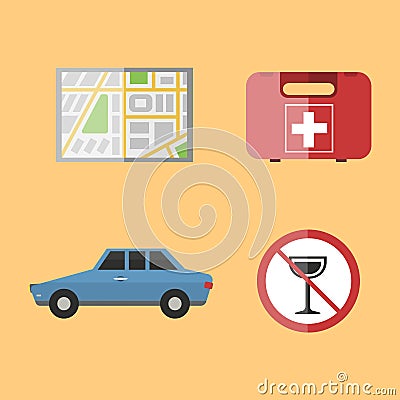 Auto transport motorist icon symbol vehicle equipment service car driver tools vector illustration. Vector Illustration