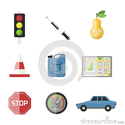 Auto transport motorist icon symbol vehicle equipment service car driver tools vector illustration. Vector Illustration