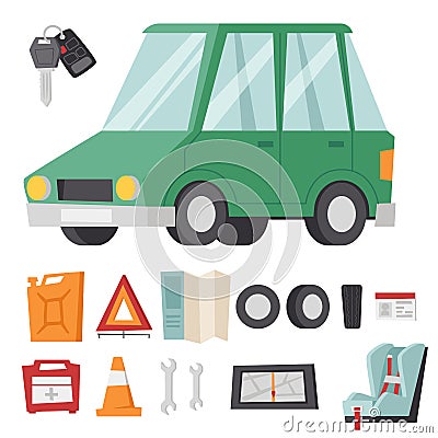 Auto transport motorist icon symbol vehicle equipment service car driver tools vector illustration. Vector Illustration