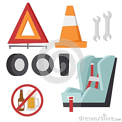 Auto transport motorist icon symbol vehicle equipment service car driver tools vector illustration. Vector Illustration