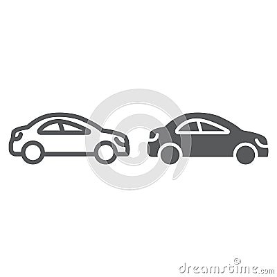 Auto trip line and glyph icon, automobile and tourism, car sign, vector graphics, a linear pattern on a white background Vector Illustration