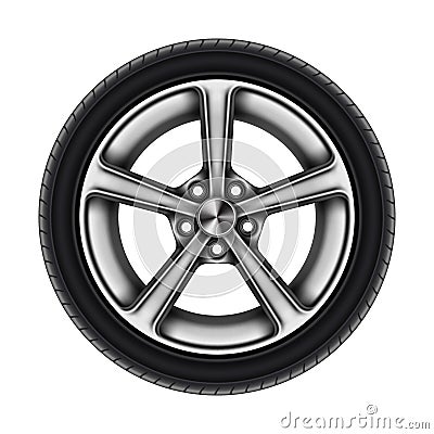Auto tyre or isolated automobile wheel on white Vector Illustration