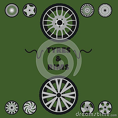 Auto tyres and rims logo Vector Illustration