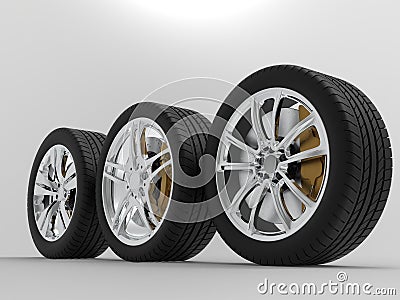 auto wheels on a light background Stock Photo