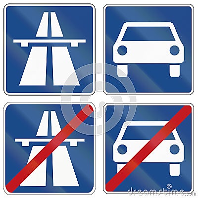 Autobahn And Fast Traffic Highway Signs In Germany Stock Photo