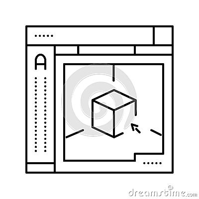 autocad 3d program line icon vector illustration Vector Illustration