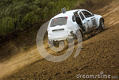 Autocross on a dusty road Stock Photo