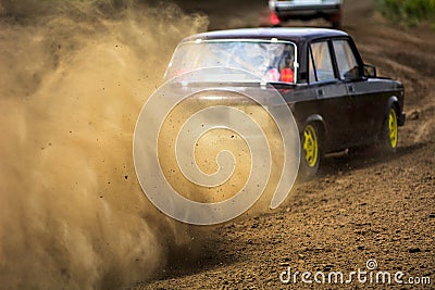 Autocross on a dusty road Stock Photo