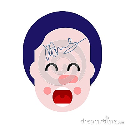 Autograph on forehead. Happy fan. Vector illustration Vector Illustration