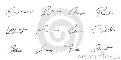 Autographs set vector collection Vector Illustration