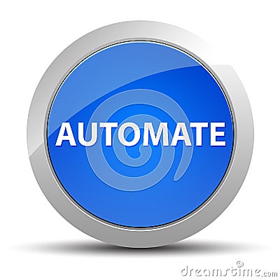 Automate blue round button Cartoon Illustration