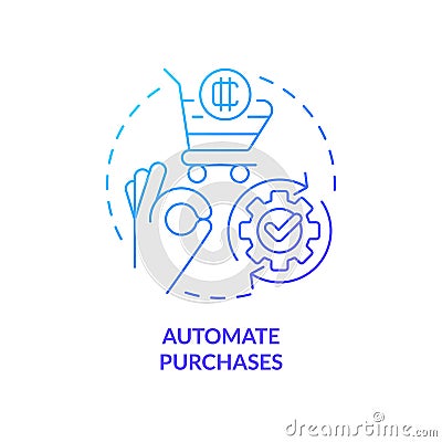 Automate purchases blue gradient concept icon Vector Illustration