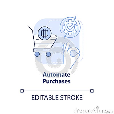 Automate purchases light blue concept icon Vector Illustration