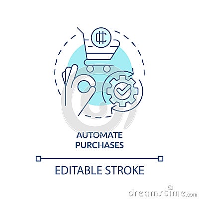 Automate purchases turquoise concept icon Vector Illustration