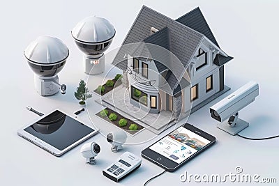 Automated alarm systems educate users on reliable security connections, fortifying technological infrastructure with smart network Cartoon Illustration