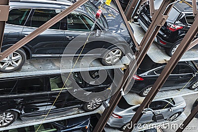 Automated car parking system in New York City, USA Stock Photo