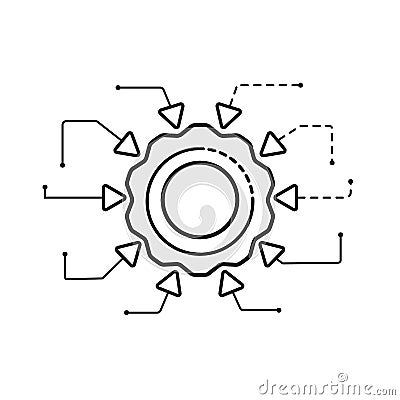 Automated control system icon. Schematic data optimization Vector Illustration
