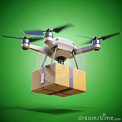 Automated Drone Performing Package Delivery and Scanning Tasks Stock Photo