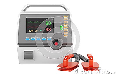 Automated external defibrillator, automatic electronic defibrillator AED, 3D rendering Stock Photo
