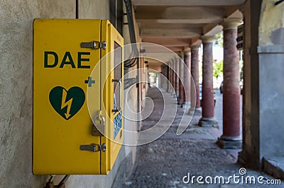 Automated external defibrillator close up Editorial Stock Photo