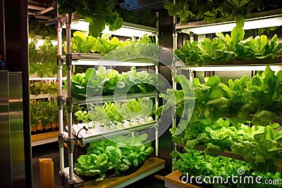 automated hydroponic system controlling nutrient levels Stock Photo