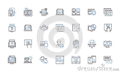 Automated line icons collection. Robotics, Mechanized, Autonomous, Digital, Programmed, Automated, Smart vector and Vector Illustration