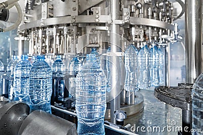Automated line for the production of drinking water Stock Photo